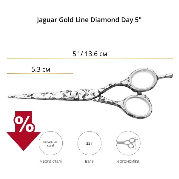 Ножницы для стрижки Jaguar Gold Line Diamond Day 5.0