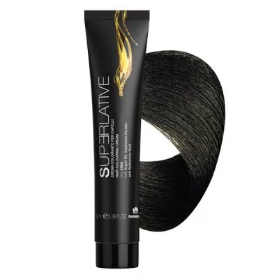 Характеристики Аміачна крем-фарба для волосся Superlative 1 чорний – 100 мл.