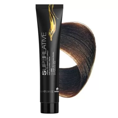 Технические данные Аммиачная крем–краска для волос Superlative 5.03 теплый светло–каштановый натуральный – 100 мл. 