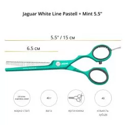 Фото Ножиці філіровочні Jaguar White Line Pastell + Mint 5,5 - 4