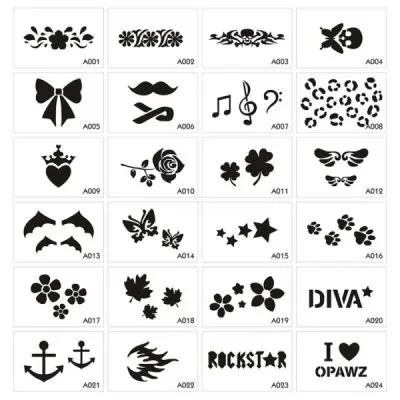 Все фото Трафарет для креативного груминга Opawz Tatto Stencil Set 24 шт.