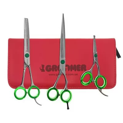Комплект ножниц для стрижки животных Groomer Green Line Set 3