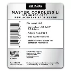 Фото Ніж із нержавіючої сталі на машинку для стрижки Andis Master Cordless MLC size 000-1 - 2