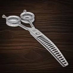 Фото Фінішні вигнуті ножиці для грумінгу тварин Barracuda Twisted 18 зубців 7 дюймів - 8