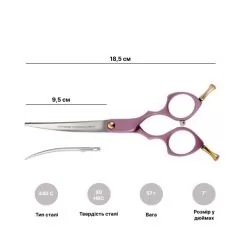 Фото Контуринговые ножницы для груминга Artero Fusion Curvy Shears Pink 7,0 - 2