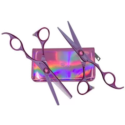 Набір перукарських ножиць Olivia Garden Silk Cut ThinkPink Purple LE розмір 5,75 та 6 дюймів