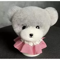 Фото Шерсть манекена голови для Mr Jiang Teddy Head Model Prick Eared Style Grey And White Mouth - 1